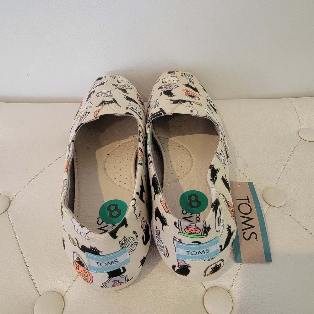 Toms Classic Halloween Black Cat Belmont Womens Slip On Flats Shoes Size 8 NWT - Picture 4 of 12